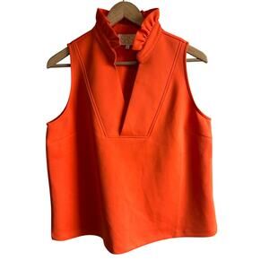 SSYS Sleeveless Frill Vneck Top Orange M